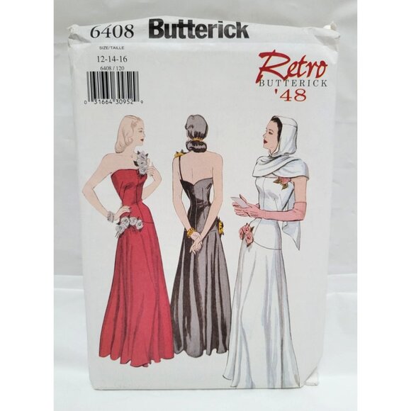 Butterick Retro 48 Misses Dress Hooded Scarf Sewing Pattern 6408 Sizes 12 14 16 - Picture 1 of 3